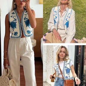 Boho Floral Embroidered Vest